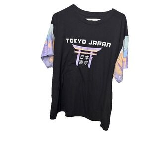 Fresh Laundry Tokyo Japan Black T- Shirt Women Sz 2XL